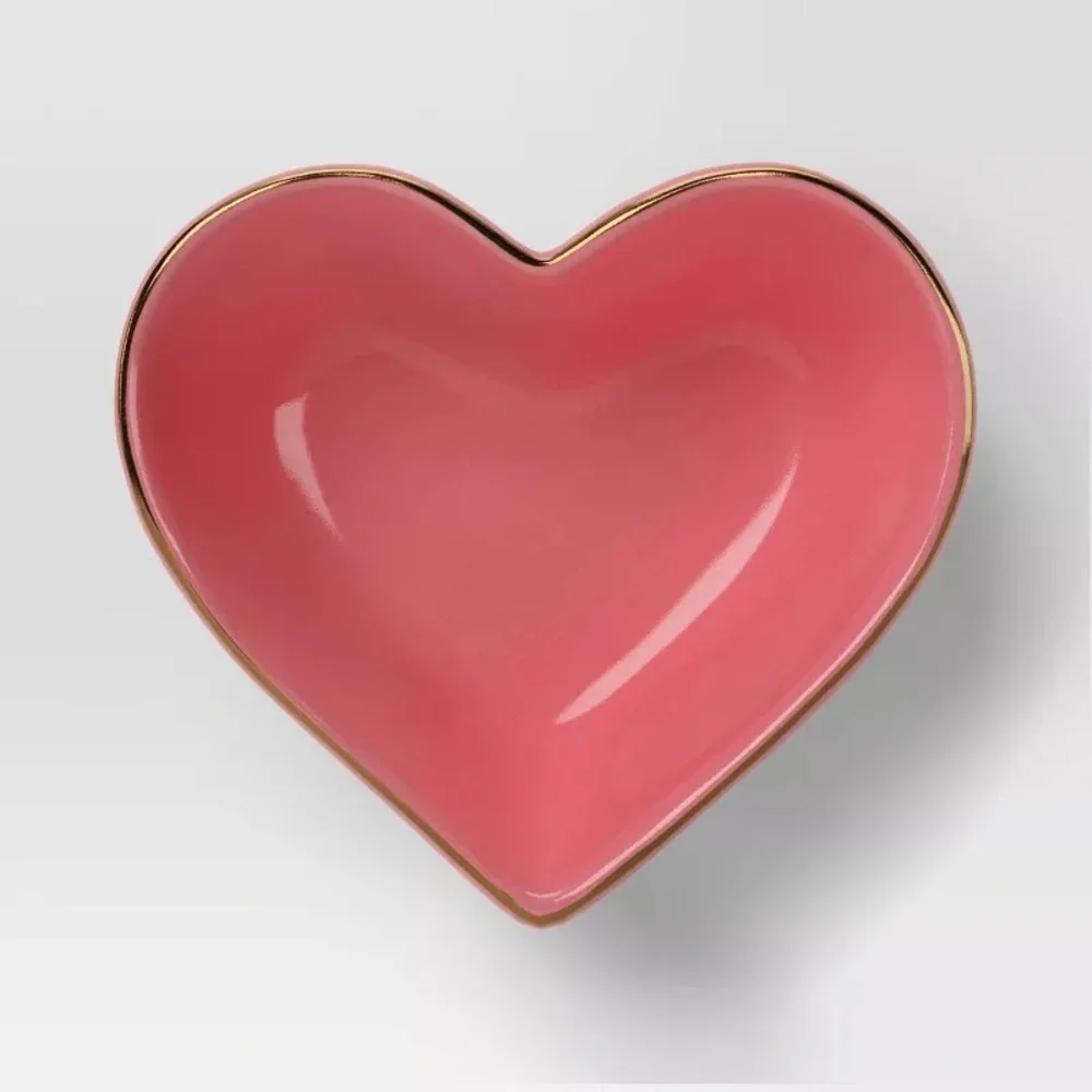 7oz Stoneware Figural Heart Mini Serving Bowl Candy Dish Pink - Threshold